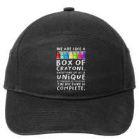 Back To School Teacher We Are Like A Box Of Crayons 7-Panel Snapback Hat