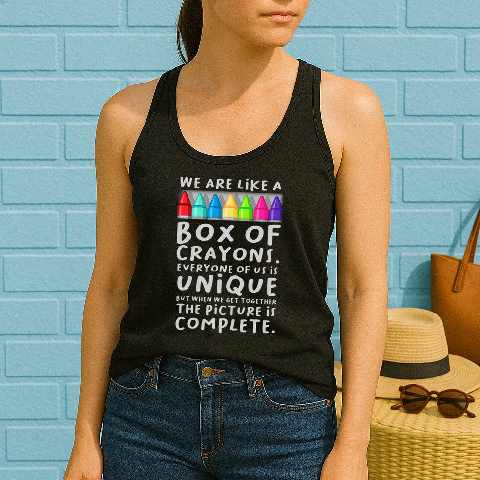 Back To School Teacher We Are Like A Box Of Crayons Womens Tank Top