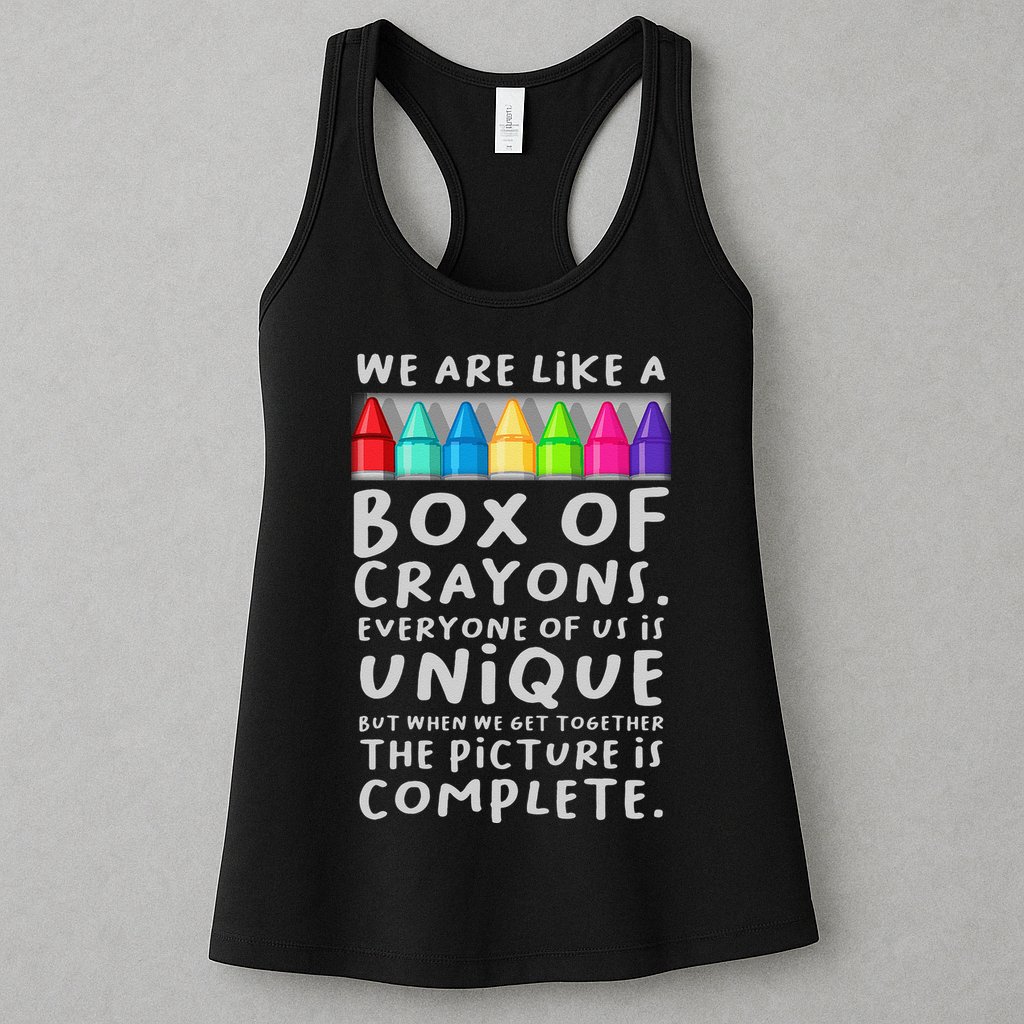 Back To School Teacher We Are Like A Box Of Crayons Womens Tank Top