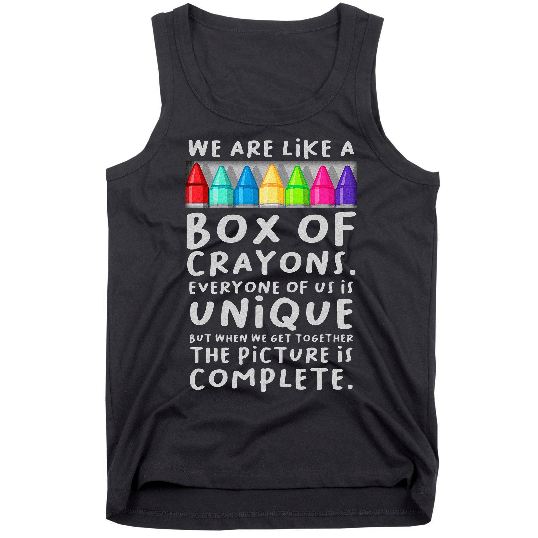 Back To School Teacher We Are Like A Box Of Crayons Tank Top