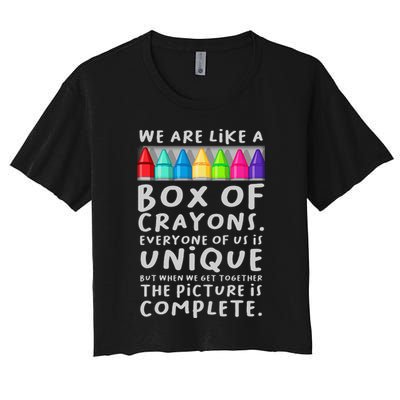 Back To School Teacher We Are Like A Box Of Crayons Crop Top