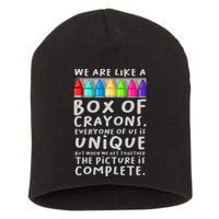 Back To School Teacher We Are Like A Box Of Crayons Short Acrylic Beanie