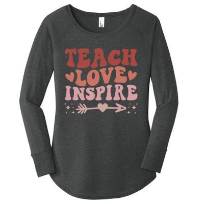 Back To School Teach Love Inspire Retro Teachers Women's Perfect Tri Tunic Long Sleeve Shirt