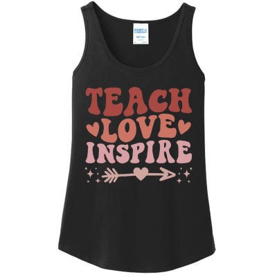 Back To School Teach Love Inspire Retro Teachers Ladies Essential Tank