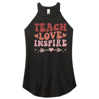 Back To School Teach Love Inspire Retro Teachers Women’s Perfect Tri Rocker Tank