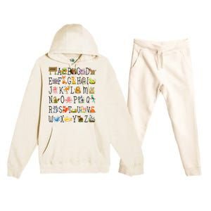 Back To School Preschool Alphabet Animals Teachers Students Premium Hooded Sweatsuit Set