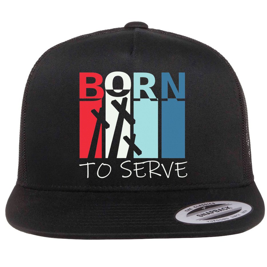 Born To Serve & Jesus Cross & Walk by Faith Christian Flat Bill Trucker Hat