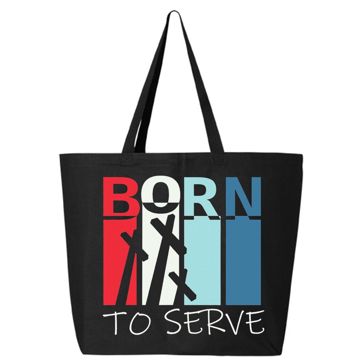 Born To Serve & Jesus Cross & Walk by Faith Christian 25L Jumbo Tote