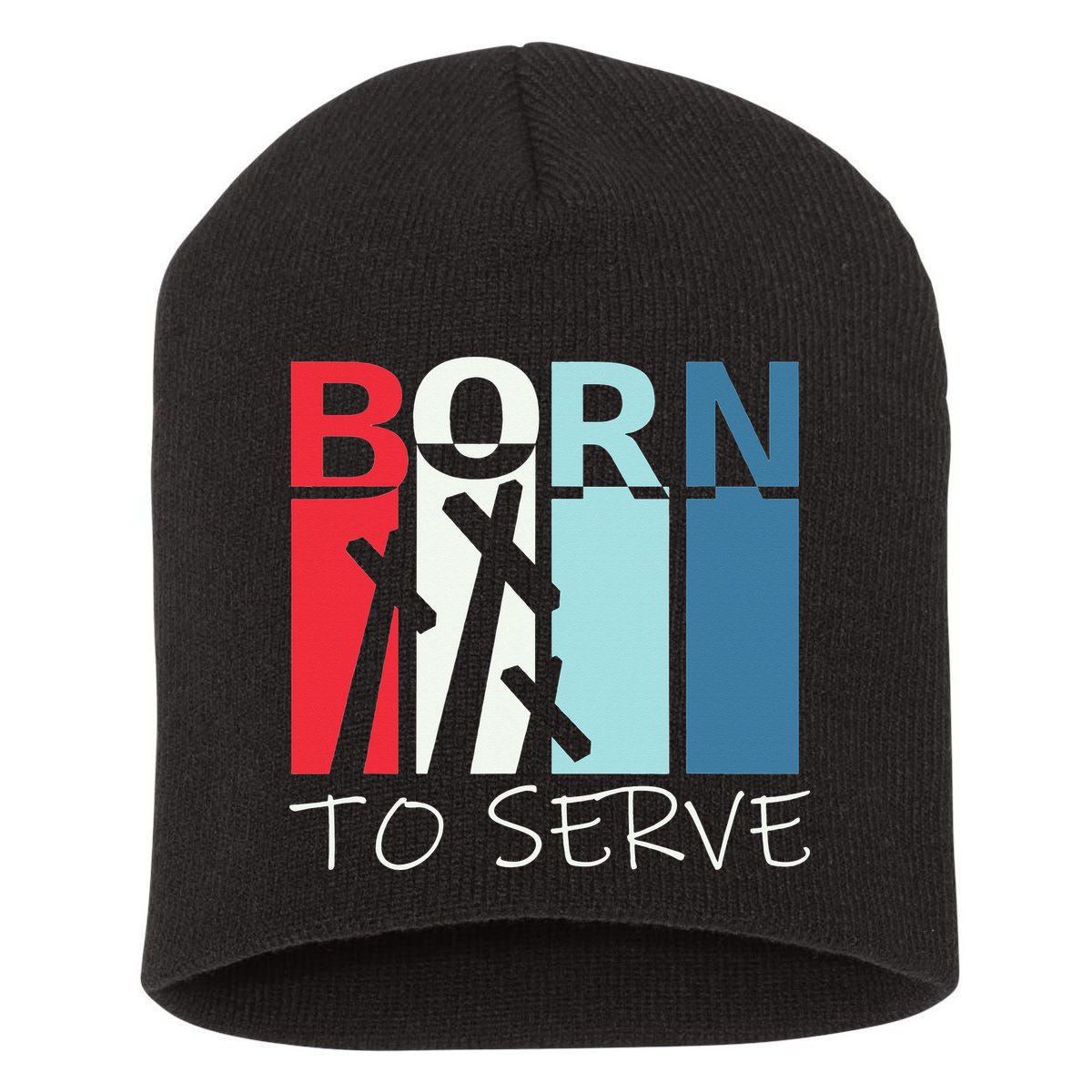 Born To Serve & Jesus Cross & Walk by Faith Christian Short Acrylic Beanie