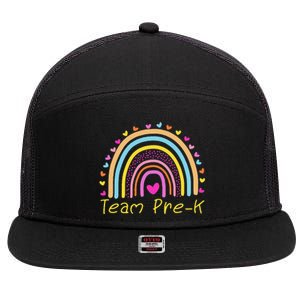 Back To School Team PreK Squad Crew Teacher Rainbow 7 Panel Mesh Trucker Snapback Hat