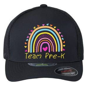 Back To School Team PreK Squad Crew Teacher Rainbow Flexfit Unipanel Trucker Cap