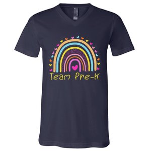 Back To School Team PreK Squad Crew Teacher Rainbow V-Neck T-Shirt