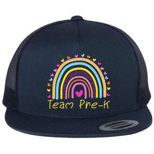 Back To School Team PreK Squad Crew Teacher Rainbow Flat Bill Trucker Hat