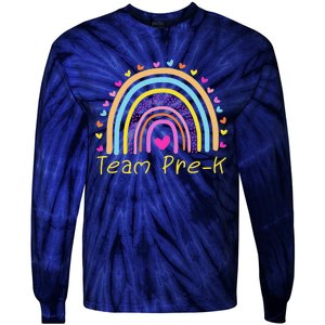 Back To School Team PreK Squad Crew Teacher Rainbow Tie-Dye Long Sleeve Shirt