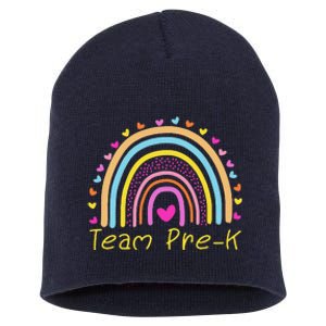 Back To School Team PreK Squad Crew Teacher Rainbow Short Acrylic Beanie