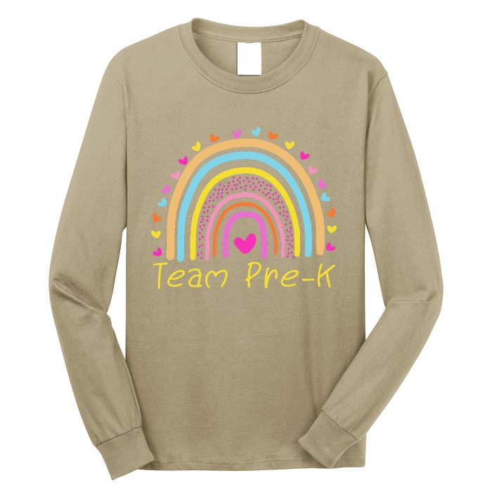 Back To School Team PreK Squad Crew Teacher Rainbow Long Sleeve Shirt