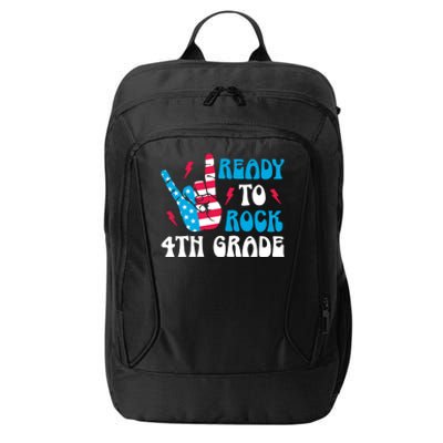 Back To School And Ready To Rock 4Th Grade Gift City Backpack