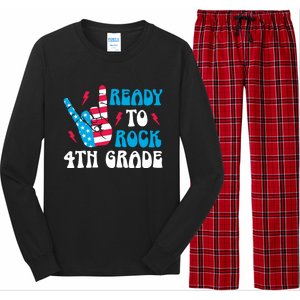 Back To School And Ready To Rock 4Th Grade Gift Long Sleeve Pajama Set