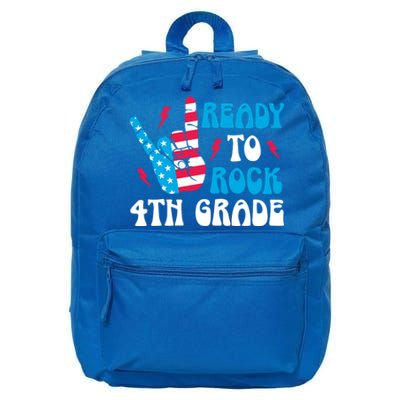 Back To School And Ready To Rock 4Th Grade Gift 16 in Basic Backpack