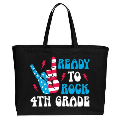 Back To School And Ready To Rock 4Th Grade Gift Cotton Canvas Jumbo Tote