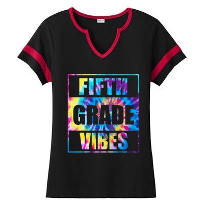 Back To School 5th Grade Vibes First Day Of School Teachers Ladies Halftime Notch Neck Tee