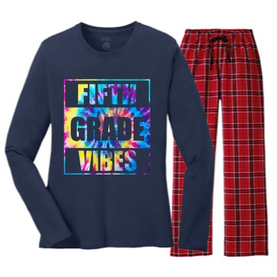 Back To School 5th Grade Vibes First Day Of School Teachers Women's Long Sleeve Flannel Pajama Set 