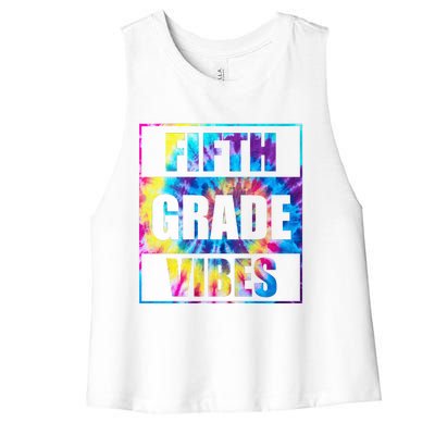 Back To School 5th Grade Vibes First Day Of School Teachers Women's Racerback Cropped Tank