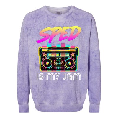 Back To School Retro Sped Is My Jam 80s Teacher Boombox Colorblast Crewneck Sweatshirt