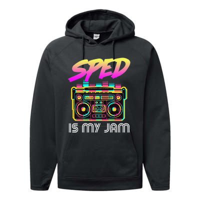 Back To School Retro Sped Is My Jam 80s Teacher Boombox Performance Fleece Hoodie