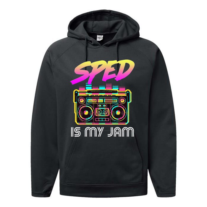 Back To School Retro Sped Is My Jam 80s Teacher Boombox Performance Fleece Hoodie