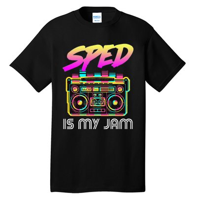 Back To School Retro Sped Is My Jam 80s Teacher Boombox Tall T-Shirt