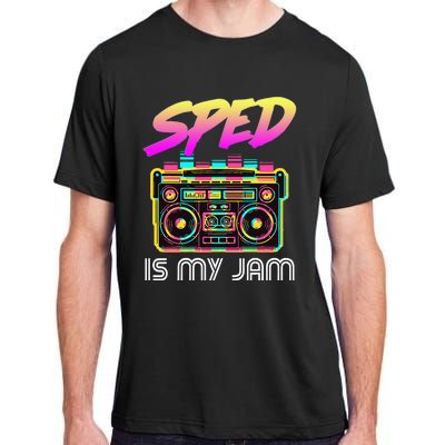 Back To School Retro Sped Is My Jam 80s Teacher Boombox Adult ChromaSoft Performance T-Shirt