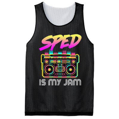 Back To School Retro Sped Is My Jam 80s Teacher Boombox Mesh Reversible Basketball Jersey Tank