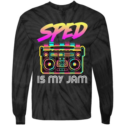 Back To School Retro Sped Is My Jam 80s Teacher Boombox Tie-Dye Long Sleeve Shirt