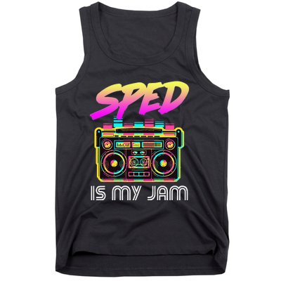 Back To School Retro Sped Is My Jam 80s Teacher Boombox Tank Top