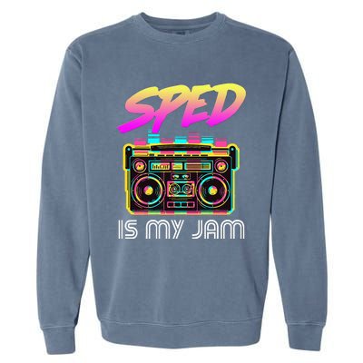 Back To School Retro Sped Is My Jam 80s Teacher Boombox Garment-Dyed Sweatshirt