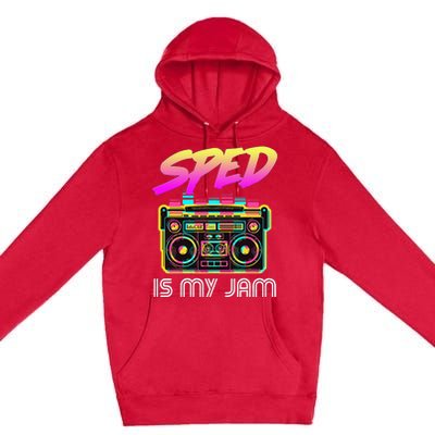 Back To School Retro Sped Is My Jam 80s Teacher Boombox Premium Pullover Hoodie