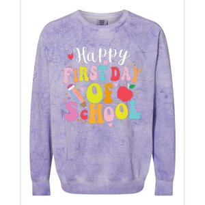 Back To School Teacher Student Happy First Day Of School Colorblast Crewneck Sweatshirt