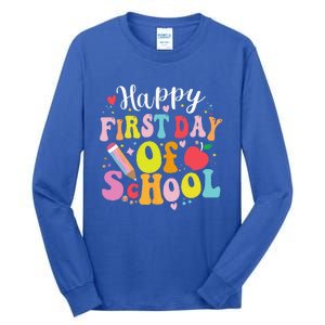 Back To School Teacher Student Happy First Day Of School Tall Long Sleeve T-Shirt