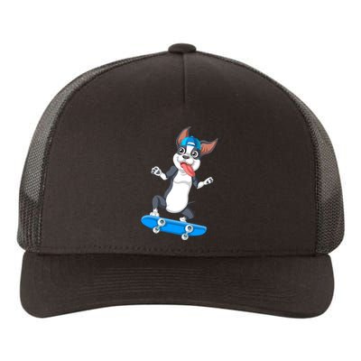 Boston Terrier Skateboarding Yupoong Adult 5-Panel Trucker Hat