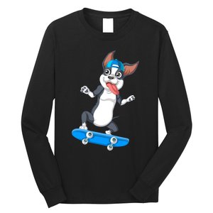 Boston Terrier Skateboarding Long Sleeve Shirt