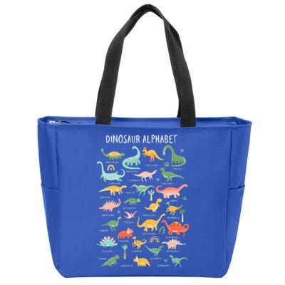 Back To School Types Of Dinosaurs Alphabet Zip Tote Bag