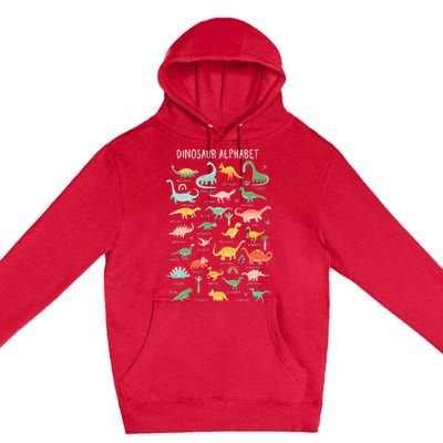 Back To School Types Of Dinosaurs Alphabet Premium Pullover Hoodie