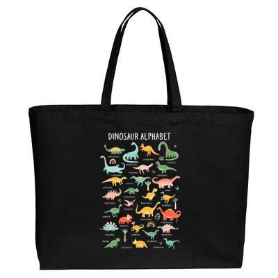 Back To School Types Of Dinosaurs Alphabet Cotton Canvas Jumbo Tote