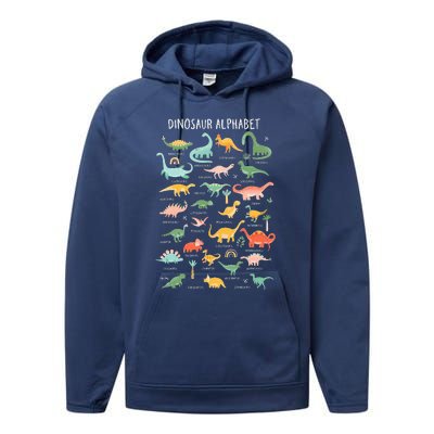 Back To School Types Of Dinosaurs Alphabet Performance Fleece Hoodie