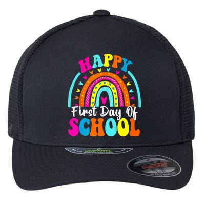 Back To School Funny Happy First Day Of School For Teachers Meaningful Gift Flexfit Unipanel Trucker Cap