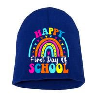 Back To School Funny Happy First Day Of School For Teachers Meaningful Gift Short Acrylic Beanie