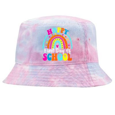 Back To School Funny Happy First Day Of School For Teachers Meaningful Gift Tie-Dyed Bucket Hat