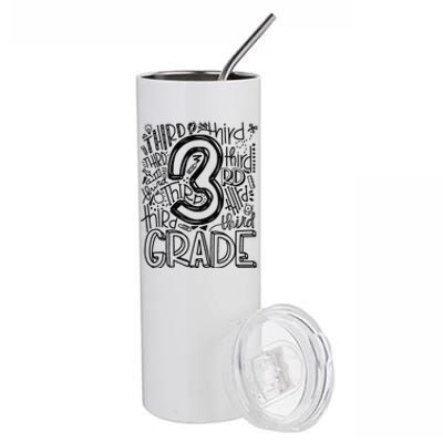 Back To School First Day Of School Typography Third Graders Stainless Steel Tumbler