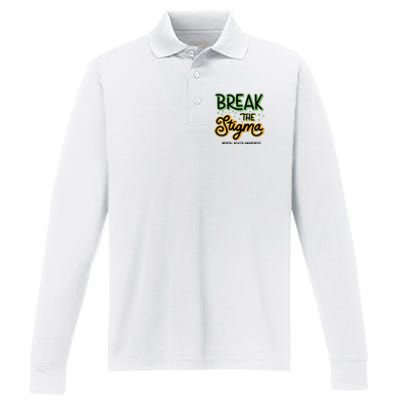 Break The Stigma Mental Health Awareness Performance Long Sleeve Polo